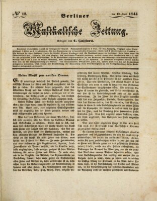 Berliner musikalische Zeitung Samstag 13. April 1844