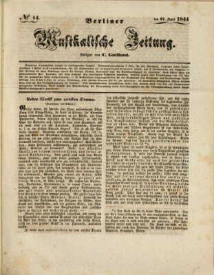 Berliner musikalische Zeitung Samstag 27. April 1844