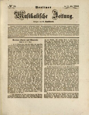 Berliner musikalische Zeitung Samstag 11. Mai 1844