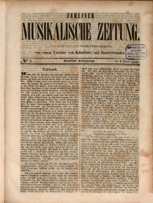 Berliner musikalische Zeitung Samstag 4. Januar 1845