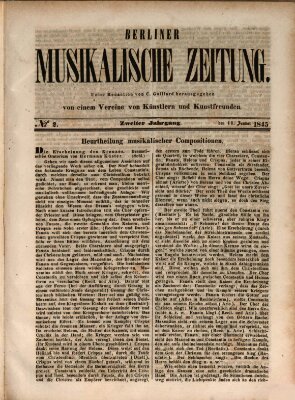 Berliner musikalische Zeitung Samstag 11. Januar 1845