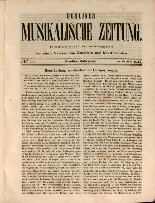 Berliner musikalische Zeitung Samstag 15. März 1845