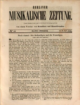 Berliner musikalische Zeitung Samstag 12. April 1845