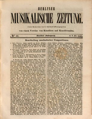 Berliner musikalische Zeitung Samstag 3. Mai 1845