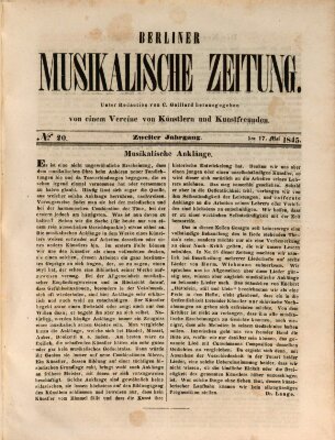 Berliner musikalische Zeitung Samstag 17. Mai 1845