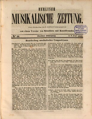 Berliner musikalische Zeitung Samstag 9. August 1845