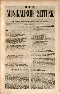 Berliner musikalische Zeitung Samstag 4. April 1846