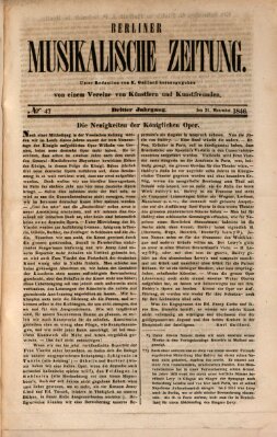 Berliner musikalische Zeitung Samstag 21. November 1846