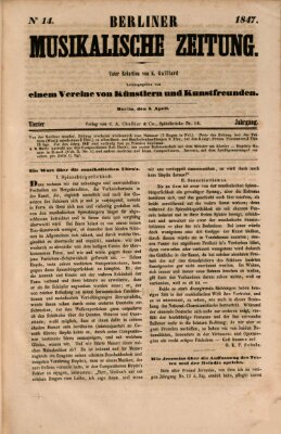 Berliner musikalische Zeitung Samstag 3. April 1847