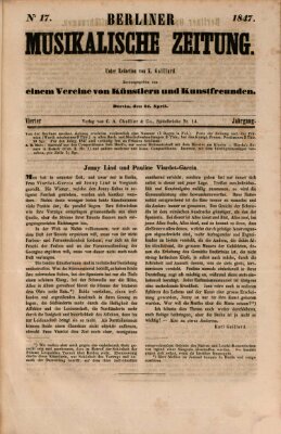 Berliner musikalische Zeitung Samstag 24. April 1847