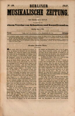 Berliner musikalische Zeitung Samstag 8. Mai 1847