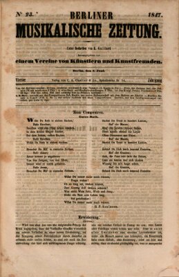 Berliner musikalische Zeitung Samstag 5. Juni 1847