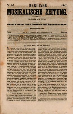 Berliner musikalische Zeitung Samstag 12. Juni 1847