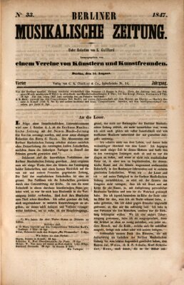 Berliner musikalische Zeitung Samstag 14. August 1847