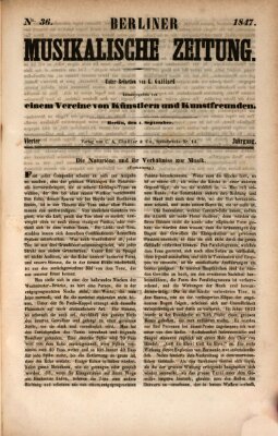 Berliner musikalische Zeitung Samstag 4. September 1847