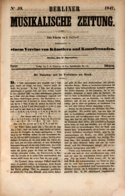 Berliner musikalische Zeitung Samstag 18. September 1847