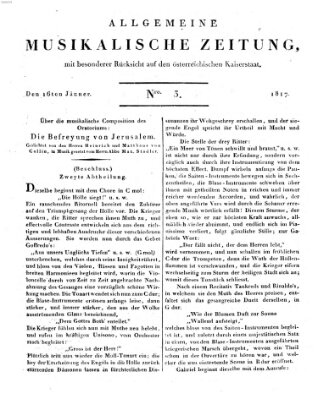 Allgemeine musikalische Zeitung Donnerstag 16. Januar 1817