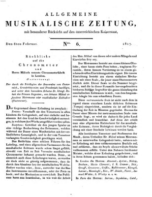 Allgemeine musikalische Zeitung Donnerstag 6. Februar 1817