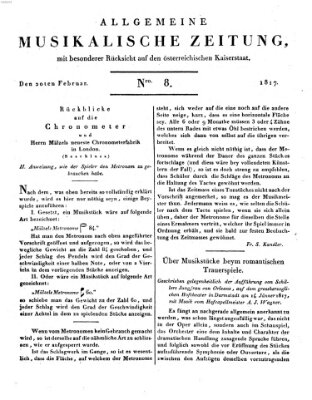 Allgemeine musikalische Zeitung Donnerstag 20. Februar 1817