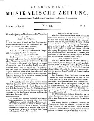 Allgemeine musikalische Zeitung Donnerstag 10. April 1817