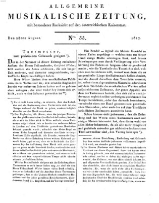 Allgemeine musikalische Zeitung Donnerstag 28. August 1817