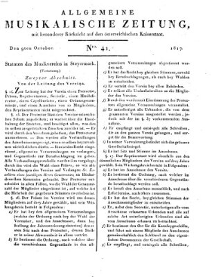 Allgemeine musikalische Zeitung Donnerstag 9. Oktober 1817