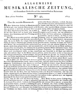 Allgemeine musikalische Zeitung Donnerstag 16. Oktober 1817