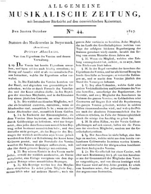 Allgemeine musikalische Zeitung Donnerstag 30. Oktober 1817