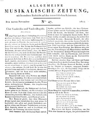 Allgemeine musikalische Zeitung Donnerstag 20. November 1817