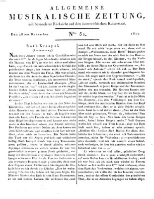 Allgemeine musikalische Zeitung Donnerstag 18. Dezember 1817