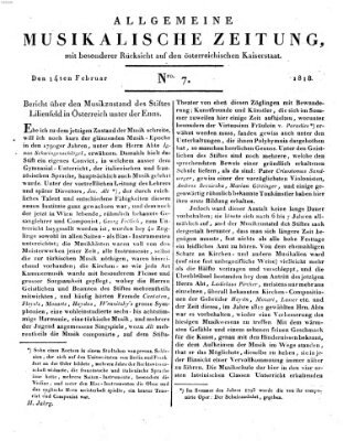 Allgemeine musikalische Zeitung Samstag 14. Februar 1818