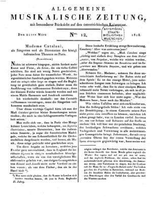 Allgemeine musikalische Zeitung Samstag 21. März 1818