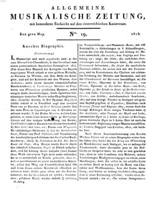 Allgemeine musikalische Zeitung Samstag 9. Mai 1818