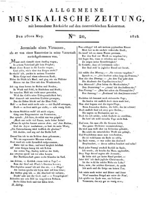 Allgemeine musikalische Zeitung Samstag 16. Mai 1818