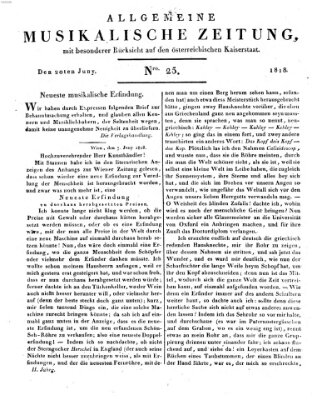 Allgemeine musikalische Zeitung Samstag 20. Juni 1818