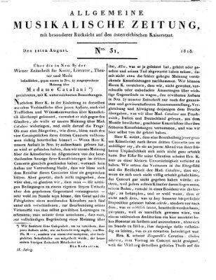 Allgemeine musikalische Zeitung Samstag 1. August 1818