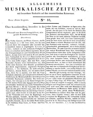 Allgemeine musikalische Zeitung Samstag 15. August 1818