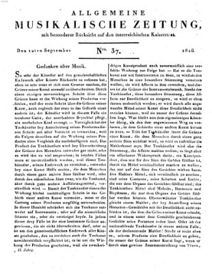 Allgemeine musikalische Zeitung Samstag 12. September 1818