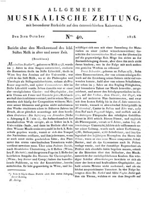 Allgemeine musikalische Zeitung Samstag 3. Oktober 1818