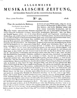 Allgemeine musikalische Zeitung Samstag 17. Oktober 1818