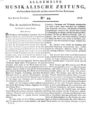 Allgemeine musikalische Zeitung Samstag 31. Oktober 1818