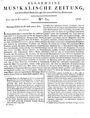 Allgemeine musikalische Zeitung Samstag 19. Dezember 1818