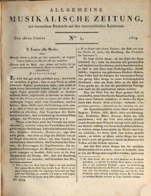 Allgemeine musikalische Zeitung Mittwoch 13. Januar 1819