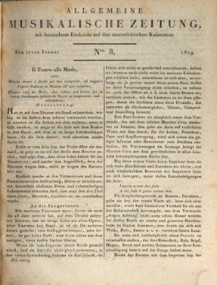 Allgemeine musikalische Zeitung Mittwoch 27. Januar 1819