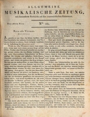 Allgemeine musikalische Zeitung Dienstag 16. März 1819