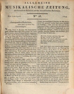 Allgemeine musikalische Zeitung Mittwoch 7. April 1819