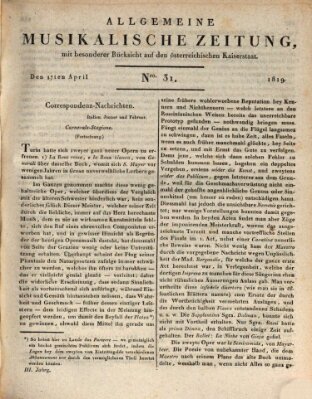 Allgemeine musikalische Zeitung Samstag 17. April 1819