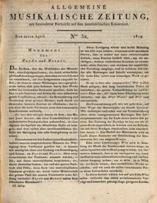 Allgemeine musikalische Zeitung Mittwoch 21. April 1819