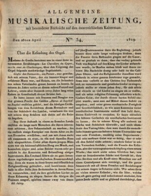 Allgemeine musikalische Zeitung Mittwoch 28. April 1819