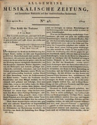 Allgemeine musikalische Zeitung Samstag 29. Mai 1819